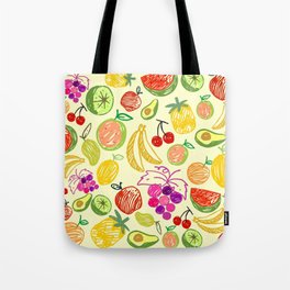 Colorful Fruit Doodle Tote Bag