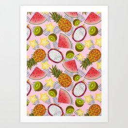 Tropical summer fruits Art Print