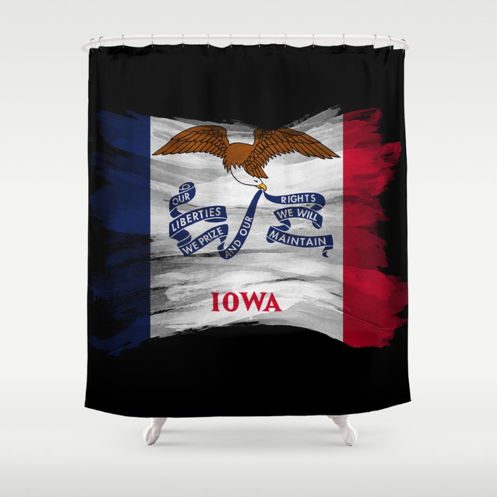 Iowa state flag brush stroke, Iowa flag background Shower Curtain