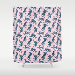 Rad Tigers- Blue and Pink Shower Curtain