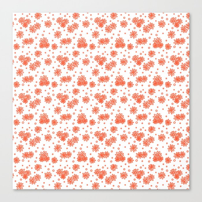 Daisies and Dots - Orange and White Canvas Print