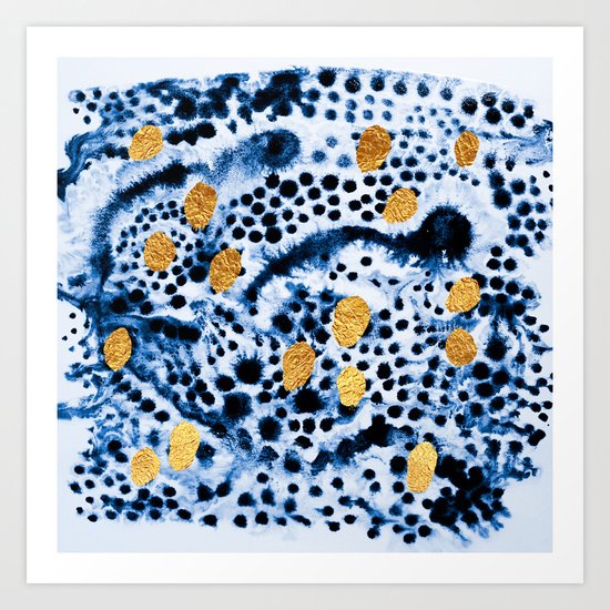 Pattern Play / Blue & Gold Art Print