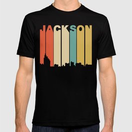 Retro 1970's Style Jackson Mississippi Skyline T-shirt