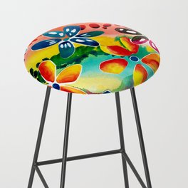 Watercolor floral collage Bar Stool