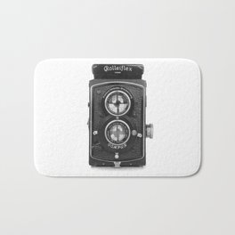 RolleiFlex Bath Mat | Vintage, Black and White, Photo, Curated, Graphic Design 