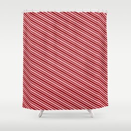 [ Thumbnail: Light Pink & Dark Red Colored Pattern of Stripes Shower Curtain ]