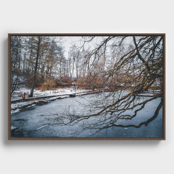 Scotland Highlands Frozen Lake Framed Canvas