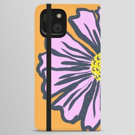 Mid-Century Modern Daisy Flower Pink And Orange iPhone Wallet Case