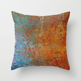 Vintage Rust, Copper and Blue Throw Pillow