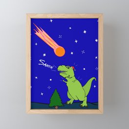 funny santasaurus rex apocalypse christmas Framed Mini Art Print