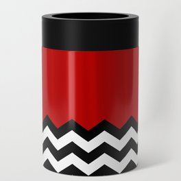 Red Black White Chevron Room w/ Curtains Can Cooler