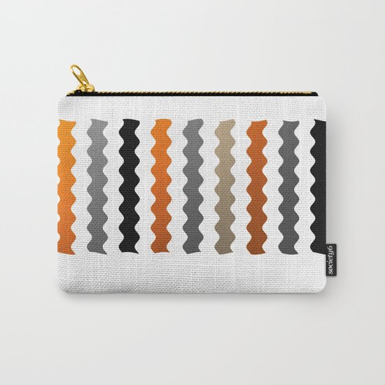Vertical Waves - Metallic Gold, Silver and Black Vertical Wavy Stripes Carry-All Pouch