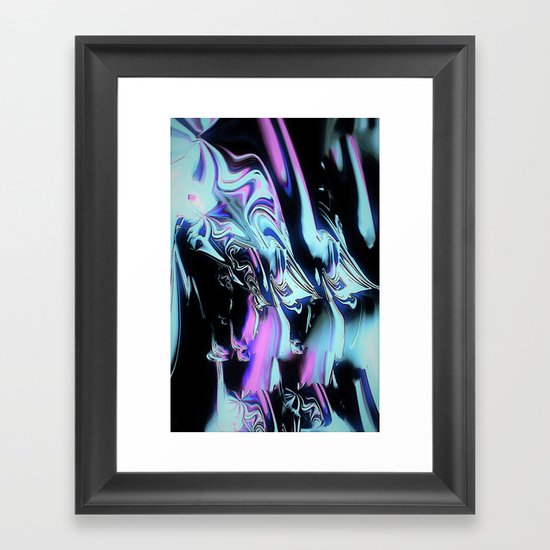 Blue Pink Aurora At Night Sky Abstract Painting Framed Art Print