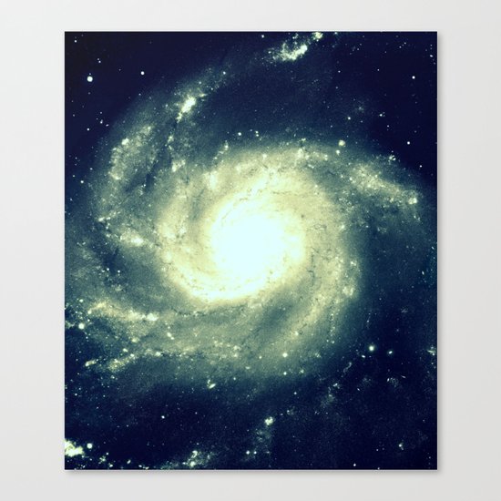 Ivory Teal Pinwheel Spiral Galaxy Space Canvas Print