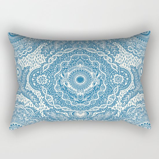 Rain in the Garden - blue and cream Rectangular Pillow