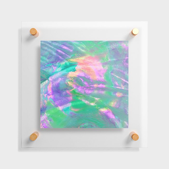 Seafoam Rainbow Tie Dye Abstract Painting Floating Acrylic Print