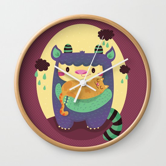 Monster and cat Wall Clock