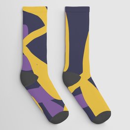 Yellow and purple fern pattern Socks