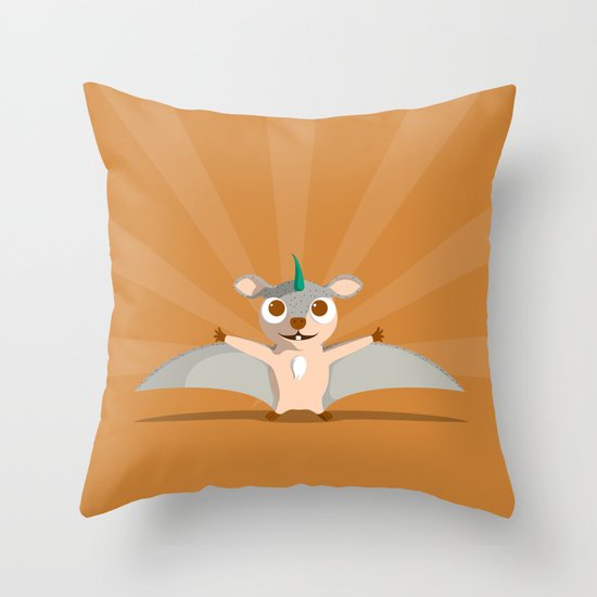 The Dino-zoo: Flying squirrel-saurus Throw Pillow