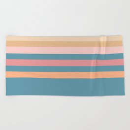Taina - Blue Summer Vibes Retro Stripes Colourful Art Design  Beach Towel