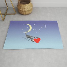 Scorpion in Love - Zodiac Sign Illustration for Valentine's Day Area & Throw Rug