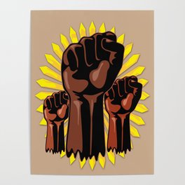 Black Power Raised Fists Poster