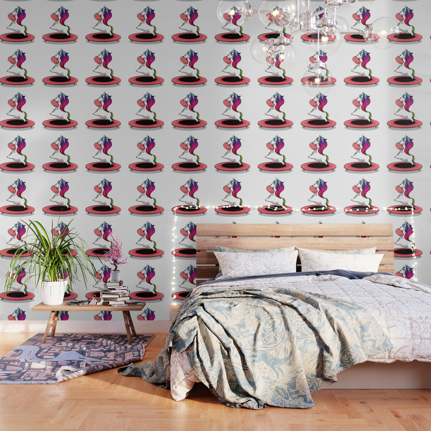 Unicorn On A Trampoline Gymnastics Jumping Wallpaper