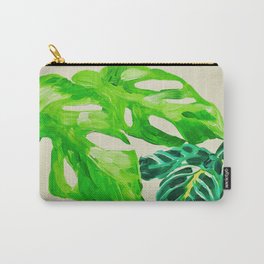 Variegated Monstera and Peacock Plant Carry-All Pouch