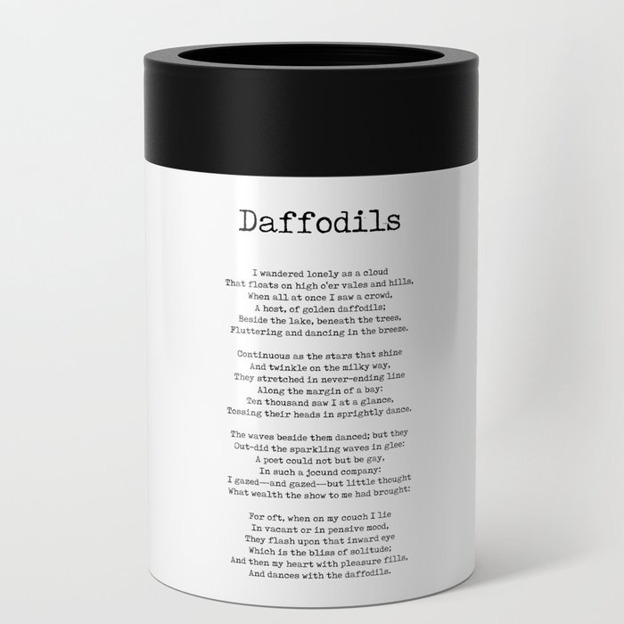 Daffodils - William Wordsworth Poem - Literature - Typewriter Print 2 Can Cooler