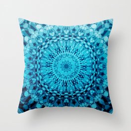 Denim Blue Mandala Ombre Tie Dye Throw Pillow