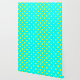 Amazing Blue Yellow Polka Dot Pattern Wallpaper