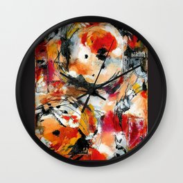 Chaos Wall Clock | Bright, Australiandesigner, Chaotic, Red, Highcontrast, Yellow, Orange, Michaelabutterworth, Painting, Black 