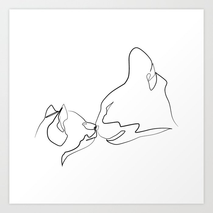 Mother S Day Cat Mom And Her Kitty Art Print By Aelissedesign