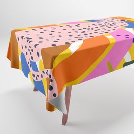 Leopard Somewhere Over The Rainbow, Maximalist Abstract Wildlife Jungle Botanical, Pop of Color Eclectic Animals Illustration  Tablecloth