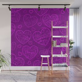 Purple Love Heart Collection Wall Mural