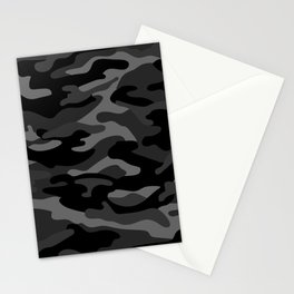 Camouflage Pattern Black Stationery Card