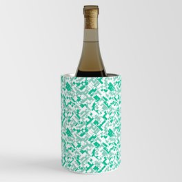 Aqua and White Digital Camouflage Pattern Wine Chiller