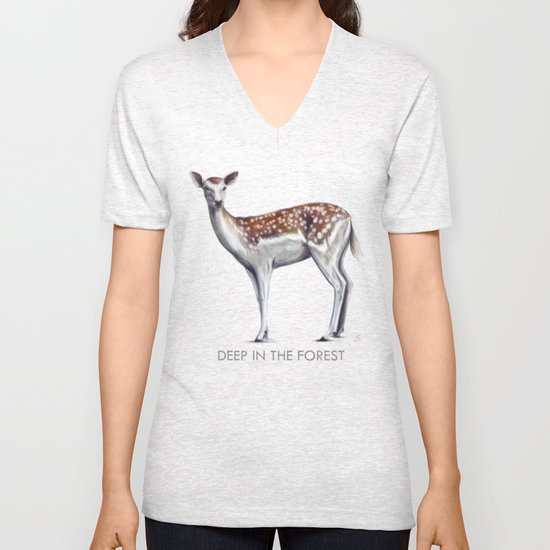Deer in the forest Unisex V-Neck
