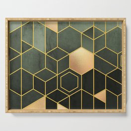 emerald ombre hexagons (i 2021) Serving Tray
