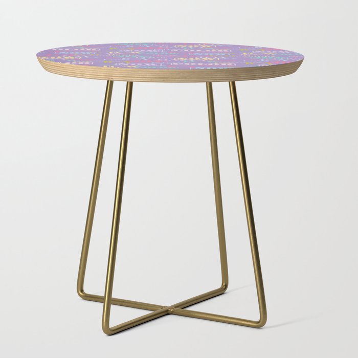Enjoy The Colors - Colorful typography modern abstract pattern on lavender purple pastel color Side Table