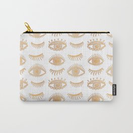 Evil Eyes White and Gold Carry-All Pouch