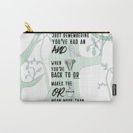 When it's time to leave the Woods (aka The Baker's Wife and Cinderella) Carry-All Pouch | Illustration, Cookingutensils, Forrest, Broadwayshow, Trees, Cupcake, Symbolism, Glassslipper, Green, Conceptual 