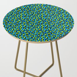 Blue & Neon Green Cheetah Print Side Table