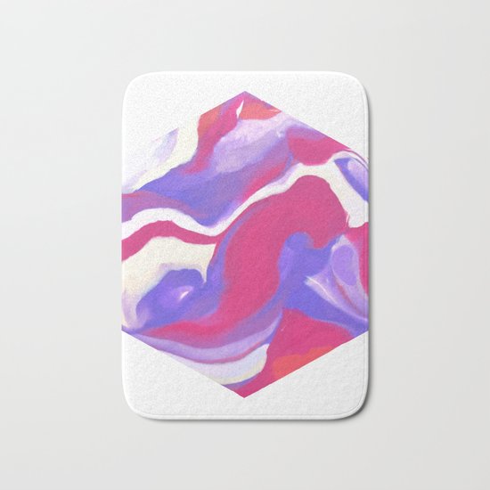 Marbling Purple Hexagon Bath Mat