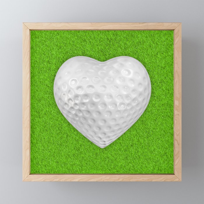 Golf ball heart / 3D render of heart shaped golf ball Framed Mini Art Print