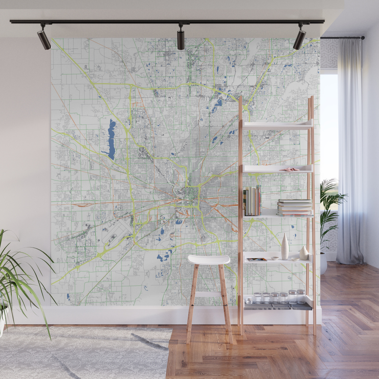 Indianapolis Pop Urban Map Wall Mural By Alisammarraie Society6