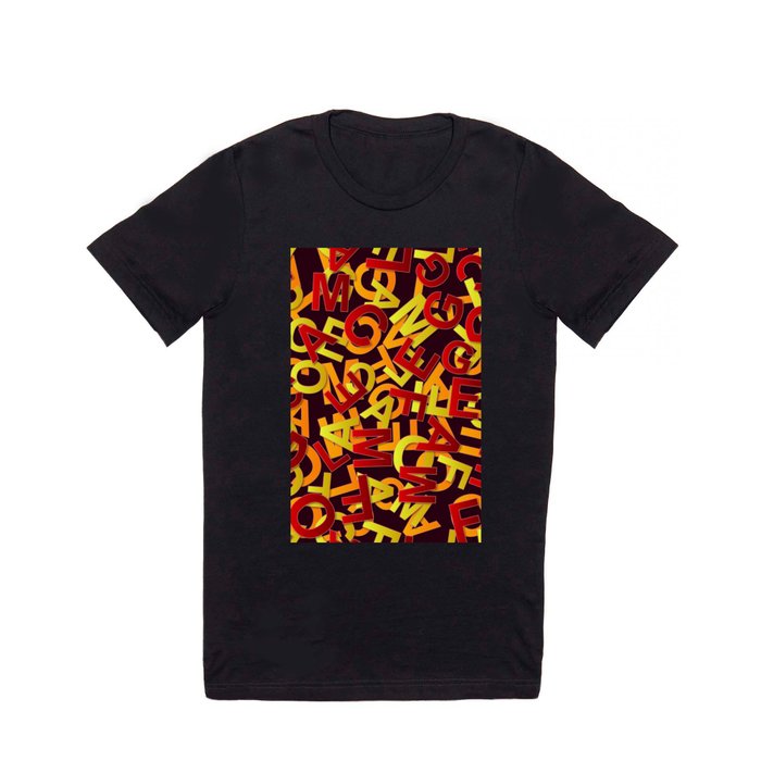 Red & Yellow Color Alphabet Design T Shirt