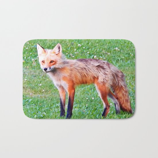Red Fox in a Yard Bath Mat