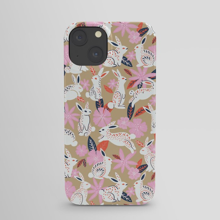 Bunnies & Blooms – Coral & Pink iPhone Case