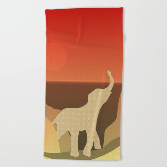 Underwater Elephant Scene Design Beach Towel